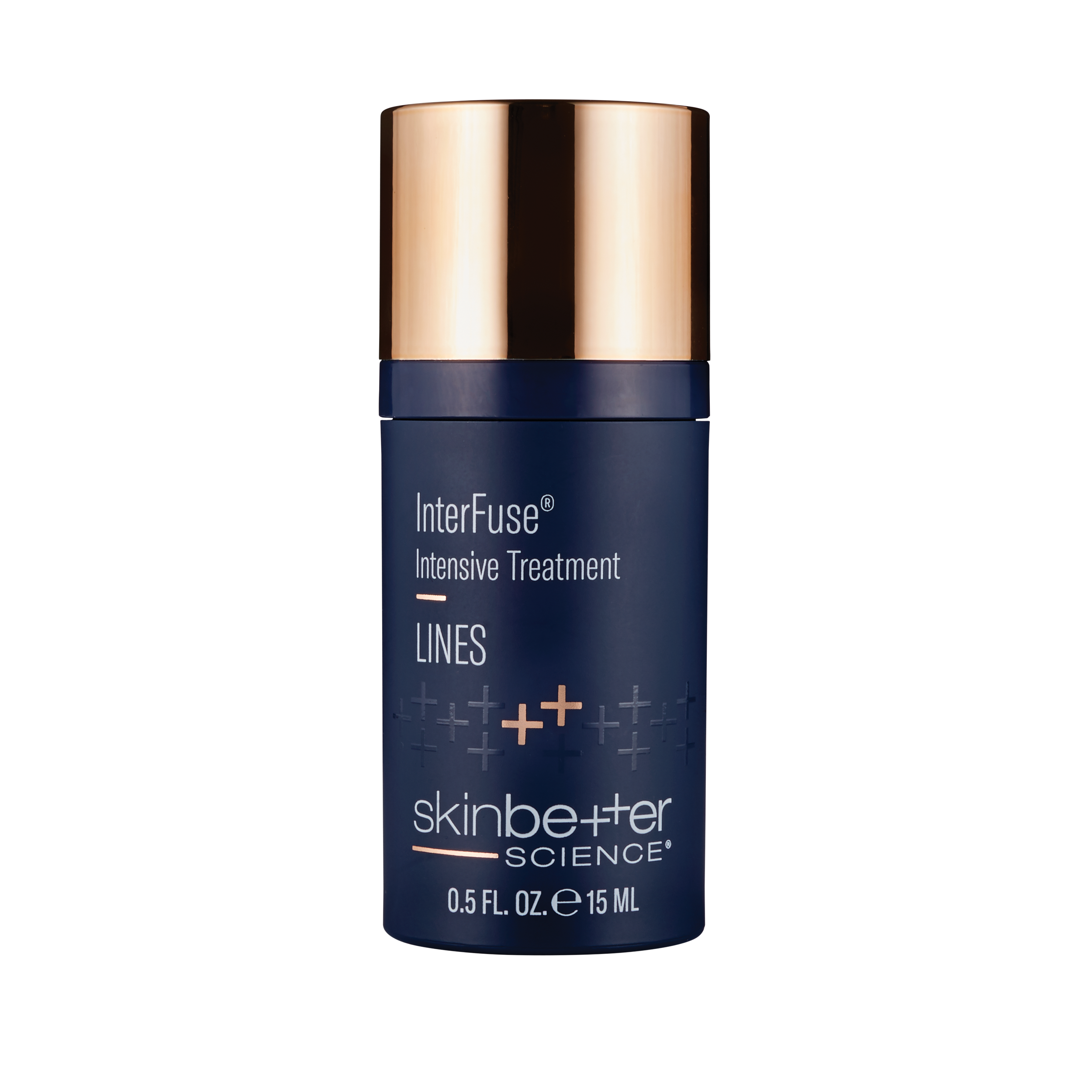 Blue skincare bottle of skinbetter science InterFuse Intensive Treatment with gold cap