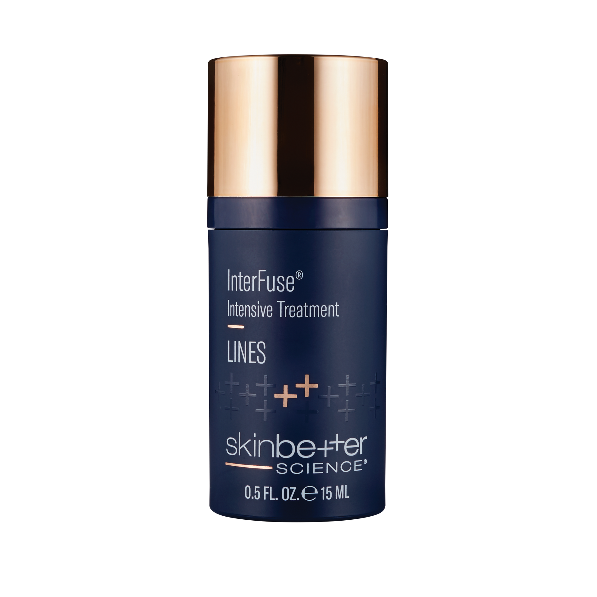 Blue skincare bottle of skinbetter science InterFuse Intensive Treatment with gold cap