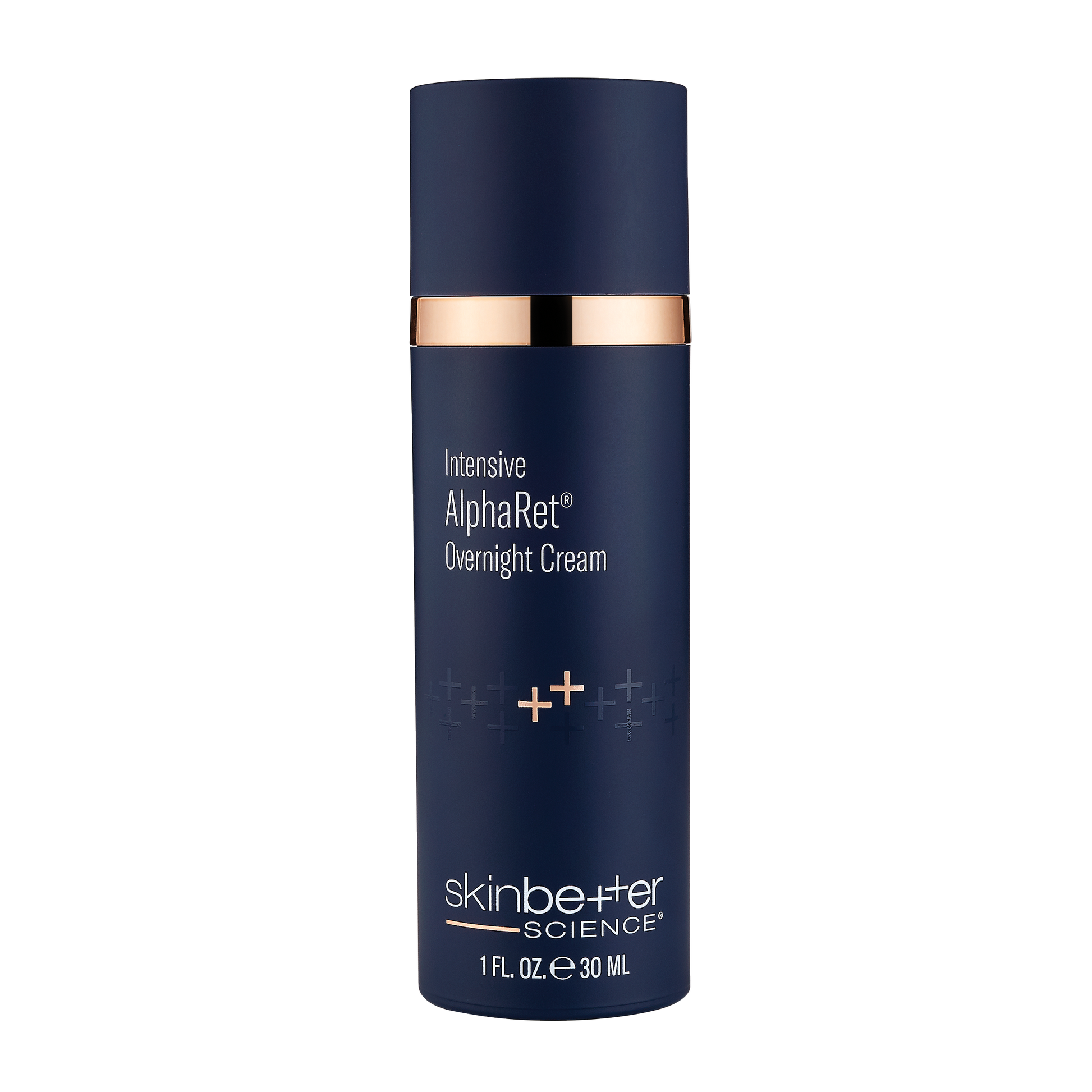 Navy blue bottle of Intensive AlphaRet Overnight Cream by skinbetter science