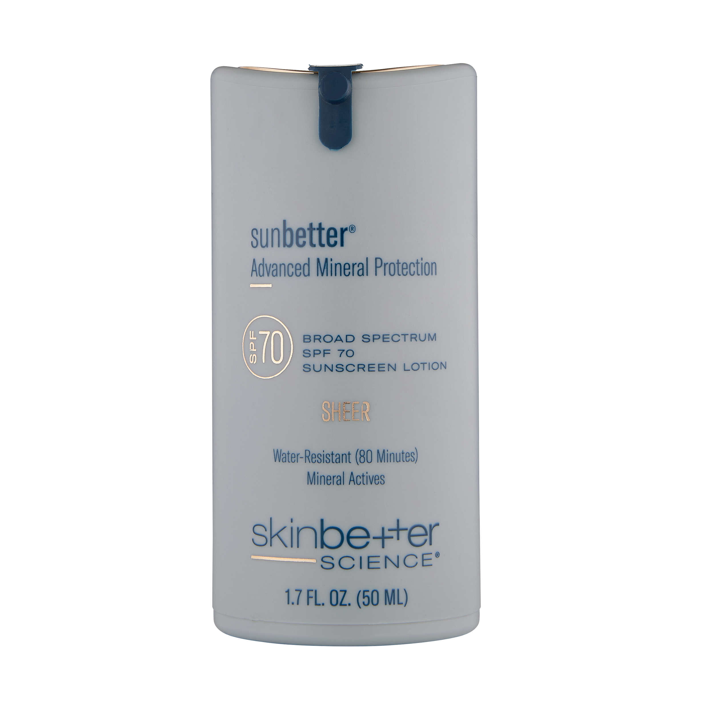 Bottle of skinbetter science Sunbetter sunscreen sheer lotion PSF 70